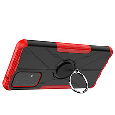 Coque Contour Silicone et Plastique Housse Etui Mat avec Magnetique Support Bague Anneau JX2 pour Samsung Galaxy A72 4G Rouge