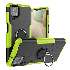 Coque Contour Silicone et Plastique Housse Etui Mat avec Magnetique Support Bague Anneau JX2 pour Samsung Galaxy F12 Vert