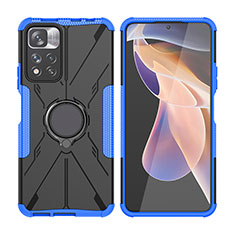 Coque Contour Silicone et Plastique Housse Etui Mat avec Magnetique Support Bague Anneau JX2 pour Xiaomi Mi 11i 5G (2022) Bleu