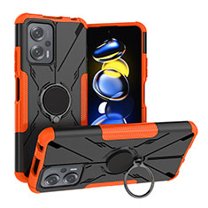 Coque Contour Silicone et Plastique Housse Etui Mat avec Magnetique Support Bague Anneau JX2 pour Xiaomi Poco X4 GT 5G Orange