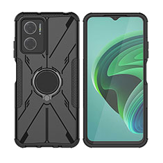 Coque Contour Silicone et Plastique Housse Etui Mat avec Magnetique Support Bague Anneau JX2 pour Xiaomi Redmi 10 5G Noir