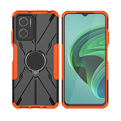 Coque Contour Silicone et Plastique Housse Etui Mat avec Magnetique Support Bague Anneau JX2 pour Xiaomi Redmi 10 5G Orange