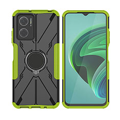 Coque Contour Silicone et Plastique Housse Etui Mat avec Magnetique Support Bague Anneau JX2 pour Xiaomi Redmi 10 5G Vert