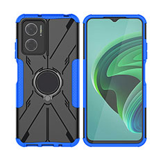 Coque Contour Silicone et Plastique Housse Etui Mat avec Magnetique Support Bague Anneau JX2 pour Xiaomi Redmi 10 Prime Plus 5G Bleu