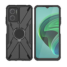 Coque Contour Silicone et Plastique Housse Etui Mat avec Magnetique Support Bague Anneau JX2 pour Xiaomi Redmi 11 Prime 5G Noir