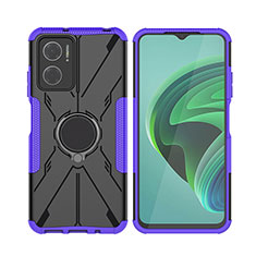 Coque Contour Silicone et Plastique Housse Etui Mat avec Magnetique Support Bague Anneau JX2 pour Xiaomi Redmi Note 11E 5G Violet