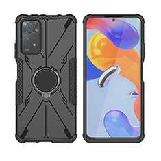 Coque Contour Silicone et Plastique Housse Etui Mat avec Magnetique Support Bague Anneau JX2 pour Xiaomi Redmi Note 12 Pro 4G Noir