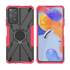 Coque Contour Silicone et Plastique Housse Etui Mat avec Magnetique Support Bague Anneau JX2 pour Xiaomi Redmi Note 12 Pro 4G Rouge