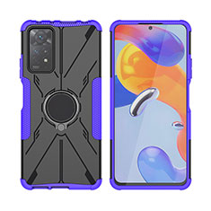 Coque Contour Silicone et Plastique Housse Etui Mat avec Magnetique Support Bague Anneau JX2 pour Xiaomi Redmi Note 12 Pro 4G Violet