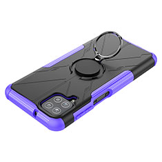 Coque Contour Silicone et Plastique Housse Etui Mat avec Magnetique Support Bague Anneau JX3 pour Samsung Galaxy A12 Nacho Violet