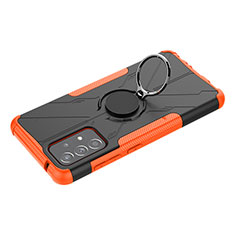 Coque Contour Silicone et Plastique Housse Etui Mat avec Magnetique Support Bague Anneau JX3 pour Samsung Galaxy A52 4G Orange