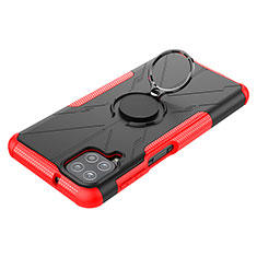 Coque Contour Silicone et Plastique Housse Etui Mat avec Magnetique Support Bague Anneau JX3 pour Samsung Galaxy F12 Rouge