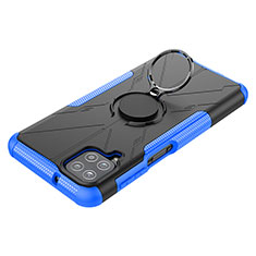 Coque Contour Silicone et Plastique Housse Etui Mat avec Magnetique Support Bague Anneau JX3 pour Samsung Galaxy M12 Bleu