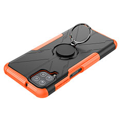 Coque Contour Silicone et Plastique Housse Etui Mat avec Magnetique Support Bague Anneau JX3 pour Samsung Galaxy M12 Orange