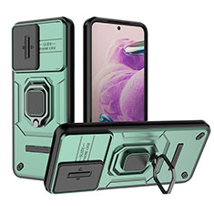 Coque Contour Silicone et Plastique Housse Etui Mat avec Magnetique Support Bague Anneau K1C pour Xiaomi Redmi Note 12S Vert