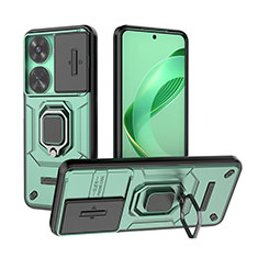 Coque Contour Silicone et Plastique Housse Etui Mat avec Magnetique Support Bague Anneau K2C pour Huawei Nova 11 SE Vert