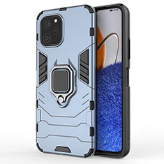 Coque Contour Silicone et Plastique Housse Etui Mat avec Magnetique Support Bague Anneau KC1 pour Huawei Enjoy 50z Bleu