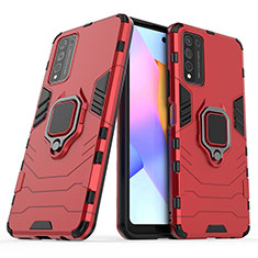 Coque Contour Silicone et Plastique Housse Etui Mat avec Magnetique Support Bague Anneau KC1 pour Huawei Honor 10X Lite Rouge