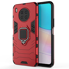 Coque Contour Silicone et Plastique Housse Etui Mat avec Magnetique Support Bague Anneau KC1 pour Huawei Honor 50 Lite Rouge