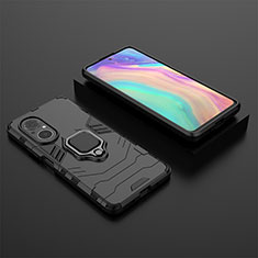 Coque Contour Silicone et Plastique Housse Etui Mat avec Magnetique Support Bague Anneau KC1 pour Huawei Honor 50 SE 5G Noir