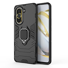 Coque Contour Silicone et Plastique Housse Etui Mat avec Magnetique Support Bague Anneau KC1 pour Huawei Nova 10 Pro Noir