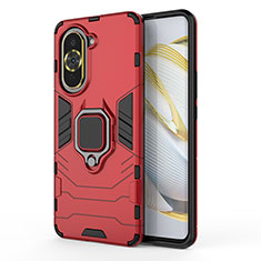 Coque Contour Silicone et Plastique Housse Etui Mat avec Magnetique Support Bague Anneau KC1 pour Huawei Nova 10 Pro Rouge