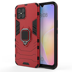 Coque Contour Silicone et Plastique Housse Etui Mat avec Magnetique Support Bague Anneau KC1 pour Huawei Nova 8 SE 4G Rouge