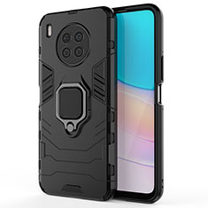 Coque Contour Silicone et Plastique Housse Etui Mat avec Magnetique Support Bague Anneau KC1 pour Huawei Nova 8i Noir