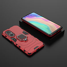 Coque Contour Silicone et Plastique Housse Etui Mat avec Magnetique Support Bague Anneau KC1 pour Huawei Nova 9 SE Rouge