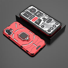 Coque Contour Silicone et Plastique Housse Etui Mat avec Magnetique Support Bague Anneau KC1 pour Nothing Phone 2 Rouge