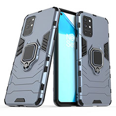 Coque Contour Silicone et Plastique Housse Etui Mat avec Magnetique Support Bague Anneau KC1 pour OnePlus 9R 5G Bleu