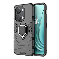 Coque Contour Silicone et Plastique Housse Etui Mat avec Magnetique Support Bague Anneau KC1 pour OnePlus Ace 2V 5G Noir