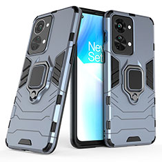 Coque Contour Silicone et Plastique Housse Etui Mat avec Magnetique Support Bague Anneau KC1 pour OnePlus Nord 2T 5G Bleu