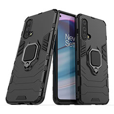 Coque Contour Silicone et Plastique Housse Etui Mat avec Magnetique Support Bague Anneau KC1 pour OnePlus Nord CE 5G Noir