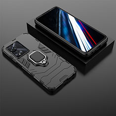 Coque Contour Silicone et Plastique Housse Etui Mat avec Magnetique Support Bague Anneau KC1 pour Oppo A78 4G Noir