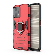 Coque Contour Silicone et Plastique Housse Etui Mat avec Magnetique Support Bague Anneau KC1 pour Realme 9 Pro 5G Rouge