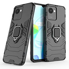 Coque Contour Silicone et Plastique Housse Etui Mat avec Magnetique Support Bague Anneau KC1 pour Realme C30 Noir