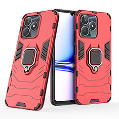 Coque Contour Silicone et Plastique Housse Etui Mat avec Magnetique Support Bague Anneau KC1 pour Realme C51 Rouge