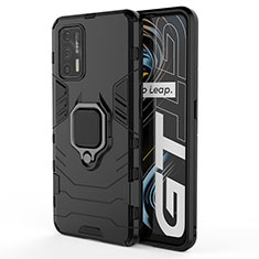 Coque Contour Silicone et Plastique Housse Etui Mat avec Magnetique Support Bague Anneau KC1 pour Realme GT Neo 2T 5G Noir