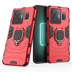 Coque Contour Silicone et Plastique Housse Etui Mat avec Magnetique Support Bague Anneau KC1 pour Realme GT Neo5 5G Rouge