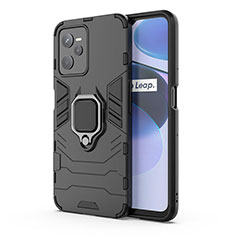 Coque Contour Silicone et Plastique Housse Etui Mat avec Magnetique Support Bague Anneau KC1 pour Realme Narzo 50A Prime Noir