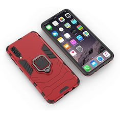 Coque Contour Silicone et Plastique Housse Etui Mat avec Magnetique Support Bague Anneau KC1 pour Samsung Galaxy A50 Rouge