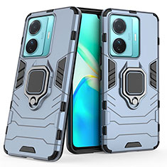 Coque Contour Silicone et Plastique Housse Etui Mat avec Magnetique Support Bague Anneau KC1 pour Vivo iQOO Z6 Pro 5G Bleu