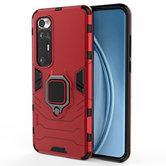 Coque Contour Silicone et Plastique Housse Etui Mat avec Magnetique Support Bague Anneau KC1 pour Xiaomi Mi 10S 5G Rouge