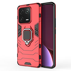 Coque Contour Silicone et Plastique Housse Etui Mat avec Magnetique Support Bague Anneau KC1 pour Xiaomi Mi 13 Pro 5G Rouge