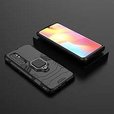 Coque Contour Silicone et Plastique Housse Etui Mat avec Magnetique Support Bague Anneau KC1 pour Xiaomi Mi Note 10 Lite Noir