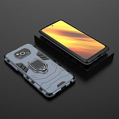 Coque Contour Silicone et Plastique Housse Etui Mat avec Magnetique Support Bague Anneau KC1 pour Xiaomi Poco X3 NFC Bleu