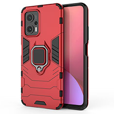 Coque Contour Silicone et Plastique Housse Etui Mat avec Magnetique Support Bague Anneau KC1 pour Xiaomi Poco X4 GT 5G Rouge