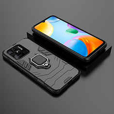 Coque Contour Silicone et Plastique Housse Etui Mat avec Magnetique Support Bague Anneau KC1 pour Xiaomi Redmi 10C 4G Noir