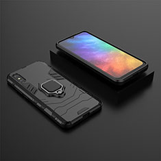 Coque Contour Silicone et Plastique Housse Etui Mat avec Magnetique Support Bague Anneau KC1 pour Xiaomi Redmi 9i Noir